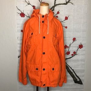 Mens GAP Orange Cotton Trench Parka Coat Jacket
